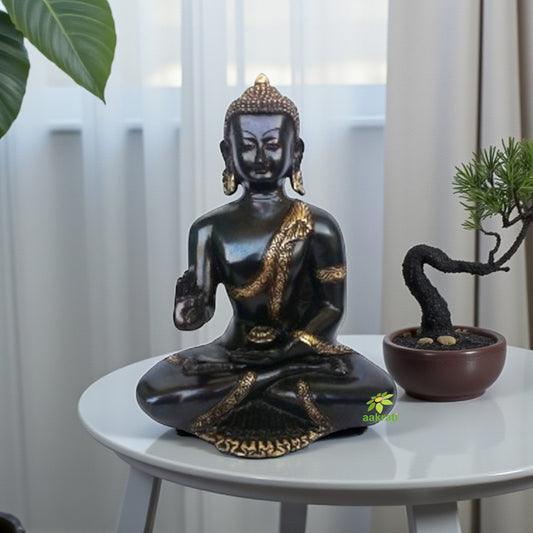 Brass Buddha Statue for Home – Meditation Sculpture for Peace, Prosperity & Spiritual Interior Decoration - Handcrafted Brass Buddha