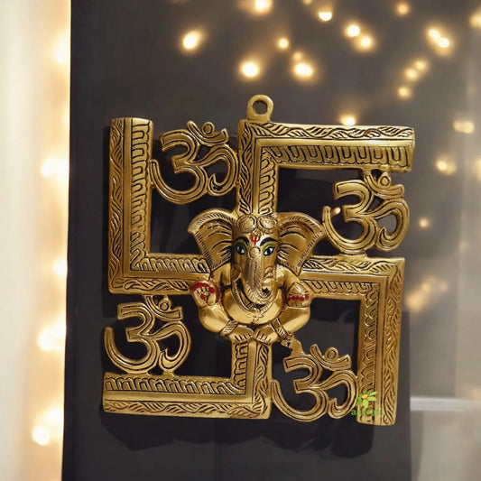 Ganesha and Swastik Brass Wall Hanging |wall Decor| |wall arts| Aakrati