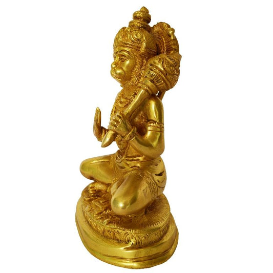 Brass Lord Hanuman Idol | A Sacred Presence for Your Home Temple | Brass Hanuman Idol for Home Temple ( Yellow, 7 inch)