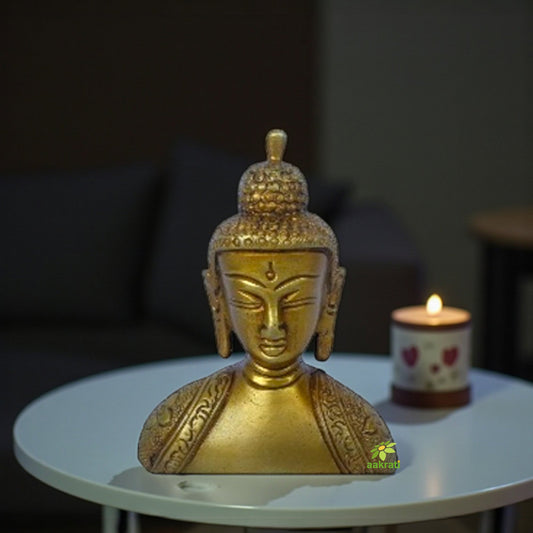 Brass Buddha Head | Spiritual Home Décor for Peace | Brass Buddha Statue Aakrati