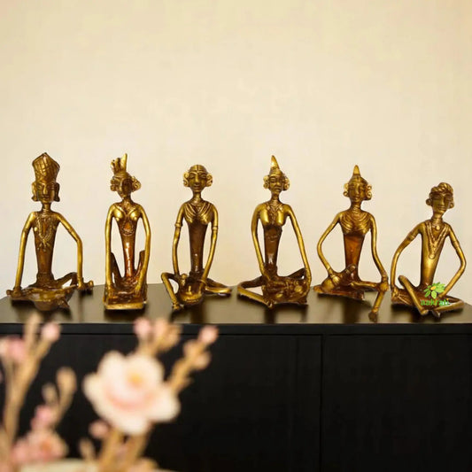 Brass Human Figurine Set | Elegant Showpieces for Home Decor | Handcrafted Brass Human Statue ( Brown, 4.5 inch) Aakrati