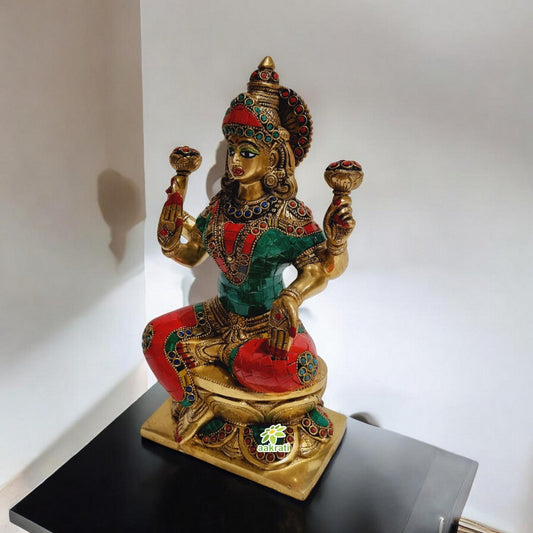 Brass Lakshmi Ji Statue in stone finish Metal handmade figure for gift and decoration |Home Decor| |Gift Item| |Temple Decor|