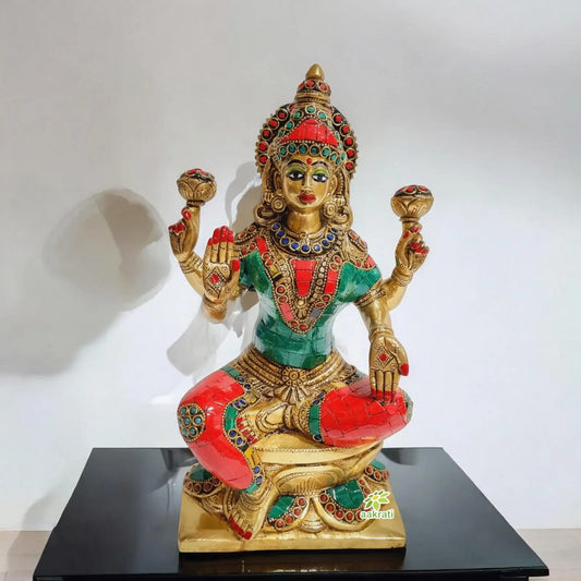 Brass Lakshmi Ji Statue in stone finish Metal handmade figure for gift and decoration |Home Decor| |Gift Item| |Temple Decor| Aakrati