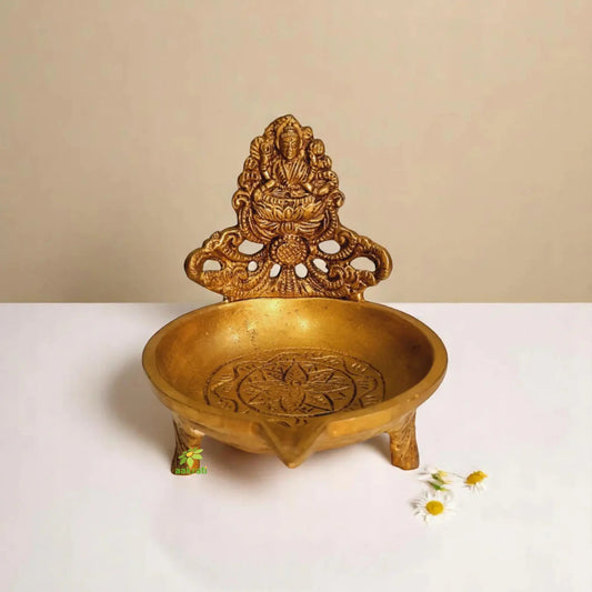Aakrati Brass Table Diya - Metal Religious Temple worship deepak ( Multicolor, 4 inch) Aakrati