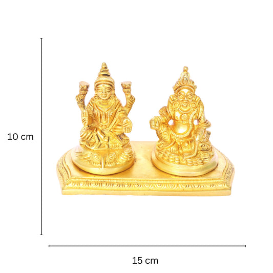 Brass Kuber Lakshmi Idol | Divine Festival Decor for Blessings and Prosperity | Handcrafted Brass Kuber Lakshmi Murti ( Yellow, 6 inch)