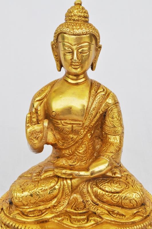 Luxury Brass Buddha Murti | Handcrafted Spiritual Idol for Luxurious Home Decor | Brass Buddha Statue ( Yellow, 8 inch)