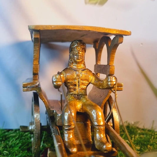 Brass Horse Cart Figurine | Classic Indian Charm for Living Room and Home Decor | Brass Made Horse Cart Sculpture ( Brown, 8 inch) Aakrati