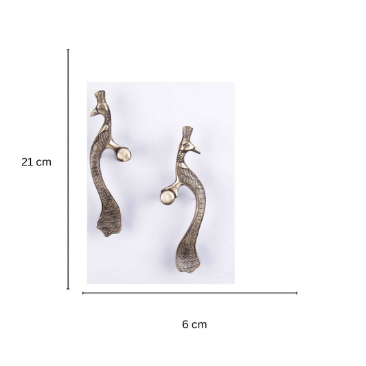 Brass Peacock Door Handle | Exquisite Handmade Design for Your Doors and Entryways | Handcrafted Brass Peacock Door Pull ( Brown, 8.3 inch)
