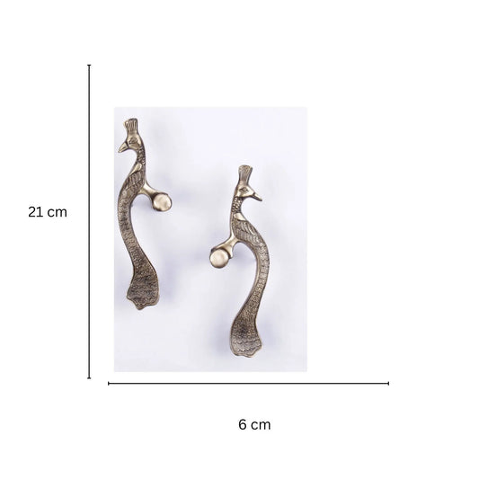 Brass Peacock Door Handle | Exquisite Handmade Design for Your Doors and Entryways | Handcrafted Brass Peacock Door Pull ( Brown, 8.3 inch) Aakrati