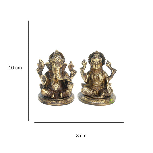 Brass Laxmi Ganesha Murti | Divine Symbol of Prosperity and Blessings for Home Decor | Laxmi Ganesha Brass Idol ( Brown, 3.9 inch)