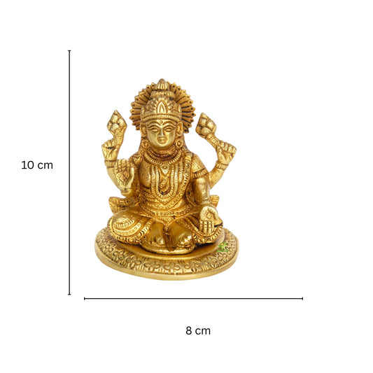 Brass Laxmi Idol | Perfect for Puja and Blessings | Elegant Miniature Brass Laxmi Murti ( Yellow, 3.9 inch)