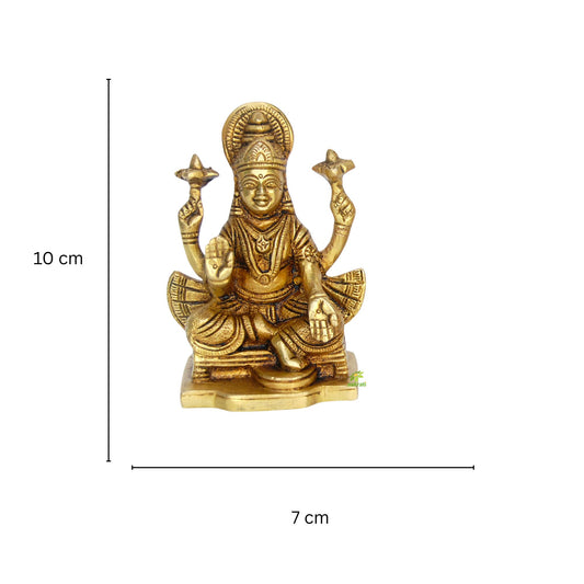 Mini Brass Laxmi Murti | Divine Prosperity Idol for Your Home | Brass Laxmi Ganesha Idol ( Yellow, 3.9 inch)