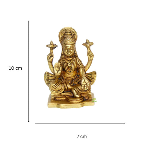 Mini Brass Laxmi Murti | Divine Prosperity Idol for Your Home | Brass Laxmi Ganesha Idol ( Yellow, 3.9 inch) Aakrati