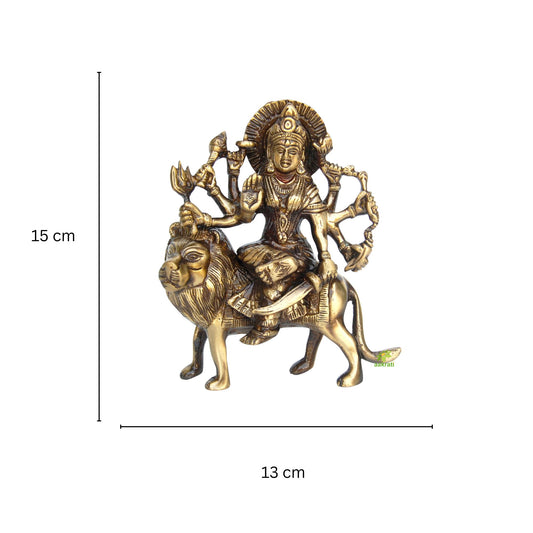 Brass Durga Maa Murti | Perfect Decorative Idol for Peace and Power | Handcrafted Brass Durga Maa Statue ( Brown, 5.9 inch)