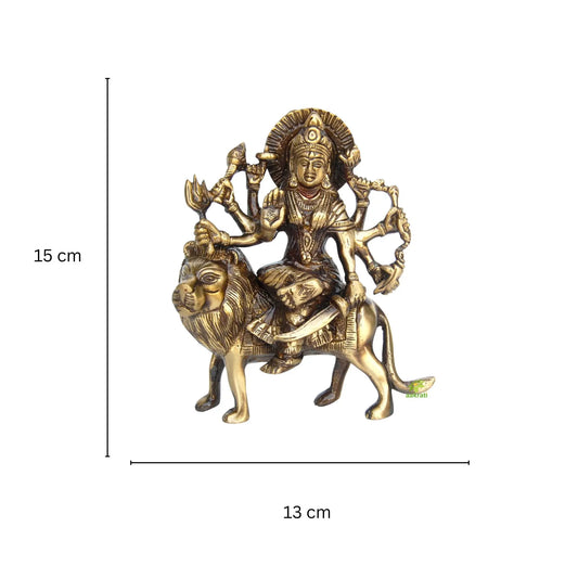 Brass Durga Maa Murti | Perfect Decorative Idol for Peace and Power | Handcrafted Brass Durga Maa Statue ( Brown, 5.9 inch) Aakrati