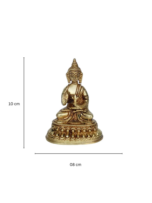 Brass Buddha Murti | Spiritual Decor for Inner Peace and Balance | Handcrafted Brass Buddha Idol ( Yellow, 3.9 inch) Aakrati