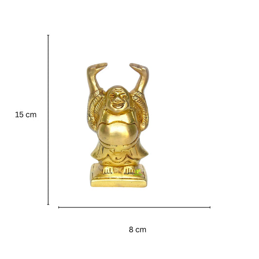 Brass Laughing Buddha Statue | Delightful Home Decor Piece for Good Luck and Positivity | Handmade Brass Laughing Buddha Showpiece ( Yellow, 5.9 inch) Aakrati