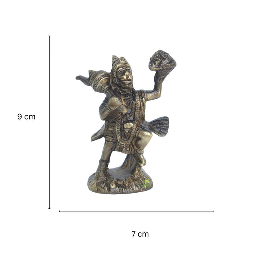Handmade Brass Hanuman Idol | Perfect for Puja Room and Home Blessings | Premium Brass Hanuman Murti ( Brown, 3.5 inch)