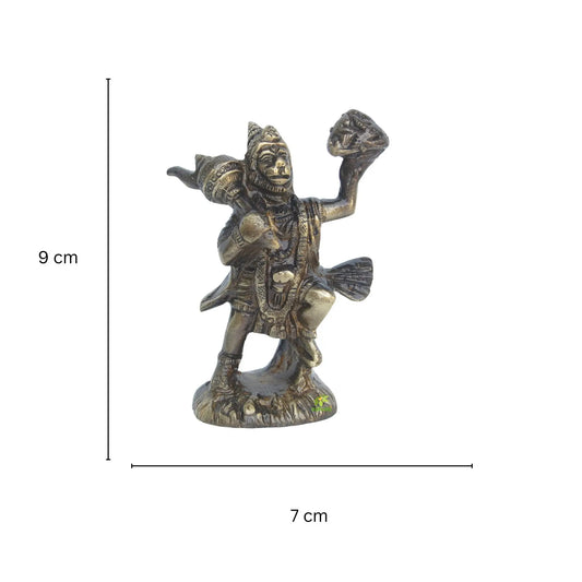 Handmade Brass Hanuman Idol | Perfect for Puja Room and Home Blessings | Premium Brass Hanuman Murti ( Brown, 3.5 inch) Aakrati