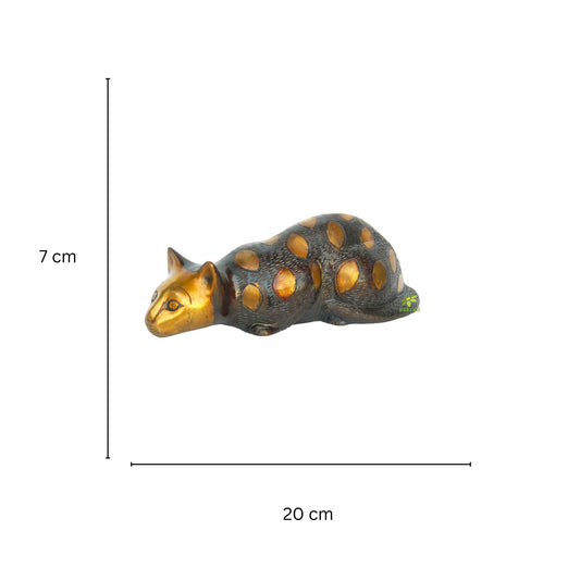 Premium Brass Cat Figurine | Ideal Decorative Figurine for Contemporary Home Decor | Brass Cat Showpiece ( Multi color, 7.9 inch)