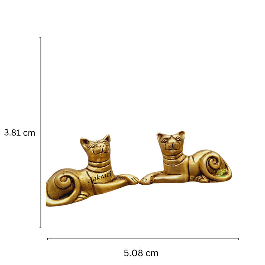 Brass Cat Figurine | Beautiful Decorative Accent for Your Home or Office | Brass Cat Showpiece ( Yellow, 2 inch)