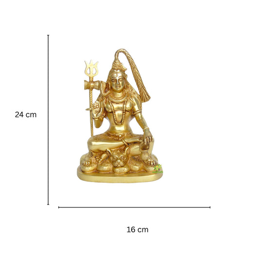 Handcrafted Brass Shiv Ji Murti | Perfect Religious Decor for Puja Room and Home | Brass Lord Shiva Statue ( Yellow, 9.4 inch)