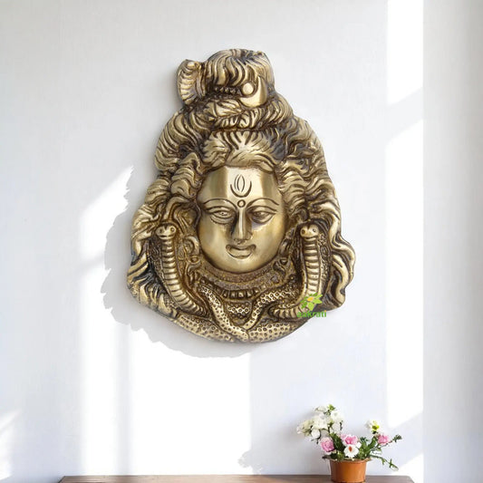 Brass Mahadev Bust Statue | Elegant Religious Idol for Home, Office, and Temple | Handcrafted Brass Shiv Ji Idol ( Yellow, 6.3 inch) Aakrati