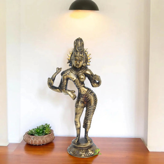 Premium Ardh Nareshwar Murti | Perfect Religious Idol for Puja Room and Home Decor | Brass Ardh Nareshwar Idol ( Brown, 8.3 inch) Aakrati