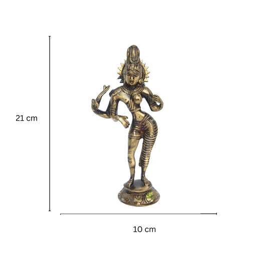 Premium Ardh Nareshwar Murti | Perfect Religious Idol for Puja Room and Home Decor | Brass Ardh Nareshwar Idol ( Brown, 8.3 inch) Aakrati