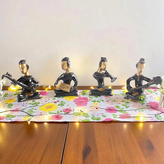 Set of Four Musicians Brass Statue Aakrati