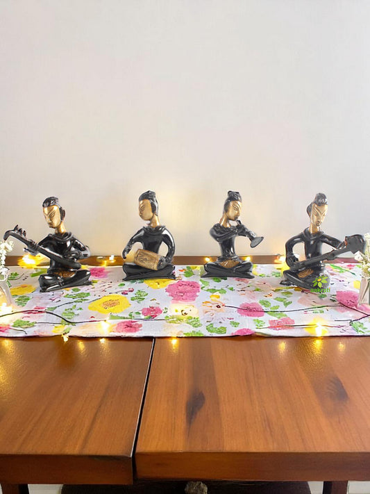 Set of Four Musicians Brass Statue