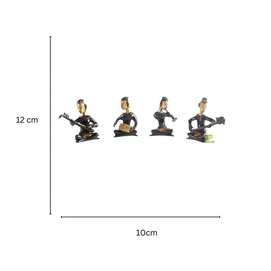 Set of Four Musicians Brass Statue Aakrati