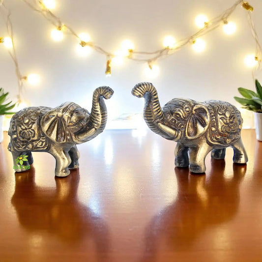 Elephant pair of Brass in Antique Finish Aakrati