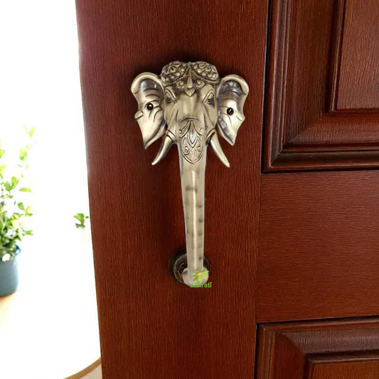 Elephant face Designer Door Handle In Brass
