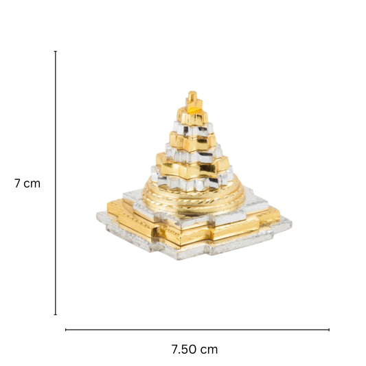 Aakrati - Brass Silver and Golden Finish Pyramid Feng Shui | Good Luck | Prosperity Symbol | Wealth Symbol | Dark Energy | Paper Weight