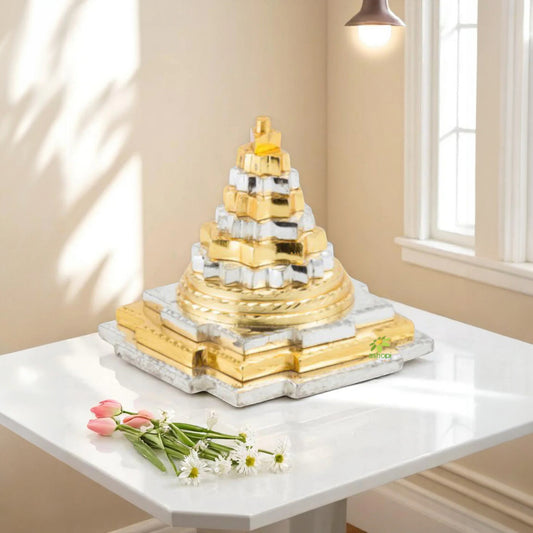 Aakrati - Brass Silver and Golden Finish Pyramid Feng Shui | Good Luck | Prosperity Symbol | Wealth Symbol | Dark Energy | Paper Weight