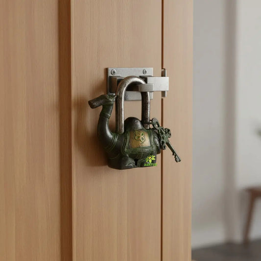 Camel shape Antique Green look Functional metal Pad Lock with 2 Keys Aakrati
