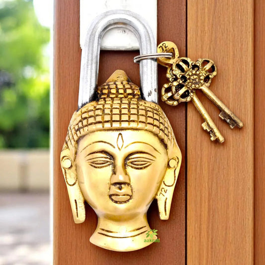 Buddha Design Functional Brass Lock with 2 Keys Aakrati