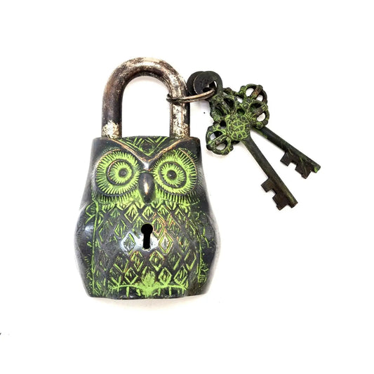 Owl Design Functional metal pad lock with 2 keys Aakrati