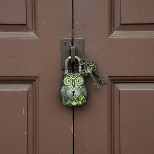 Owl Design Functional metal pad lock with 2 keys Aakrati