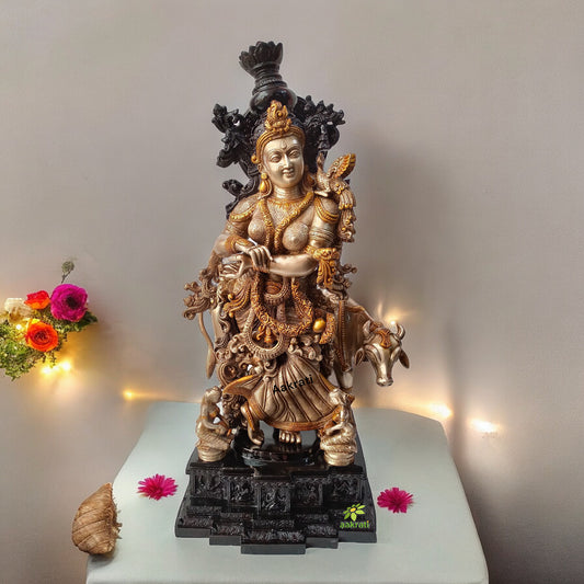 Brass Lord Radha Statue with Cow for home decoration |Temple decoration| |Gift item|