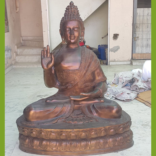 Brass Buddha Statue, Big Size Brass 60 INCH Lord Buddha Idol, Outdoor Indoor Buddhist Deity Temple Altar Yoga Studio Meditation Room Decor Aakrati