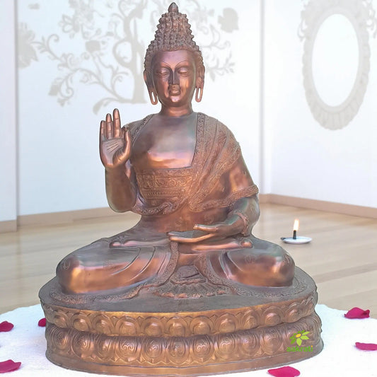 Brass Buddha Statue, Big Size Brass 60 INCH Lord Buddha Idol, Outdoor Indoor Buddhist Deity Temple Altar Yoga Studio Meditation Room Decor Aakrati