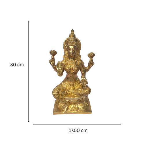 Goddess Laxmi Brass Carved Metal Statue for Home Decor