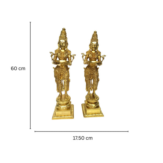 Pair of Decorative Showpice of Brass Deep Laxmi