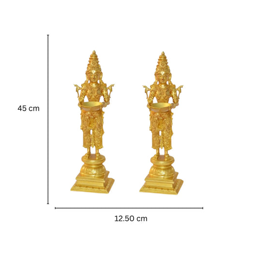 Deep Laxmi Pair of Decorative Religious Table Statue in Brass Aakrati
