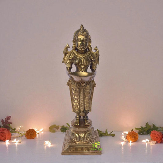Two Deep Laxmi Statue of Brass for Home Decor(Pack of 2) Aakrati