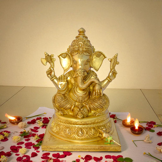 Ganpati Religious hand carved Brass Statue