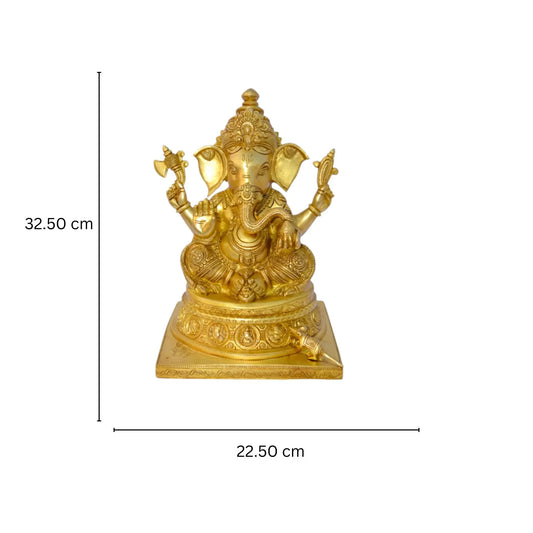 Ganpati Religious hand carved Brass Statue Aakrati