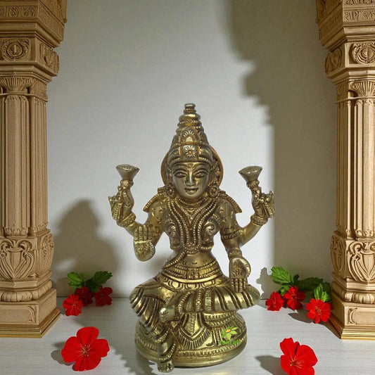 Laxmi Ji Brass sculpture in antique Finish Aakrati